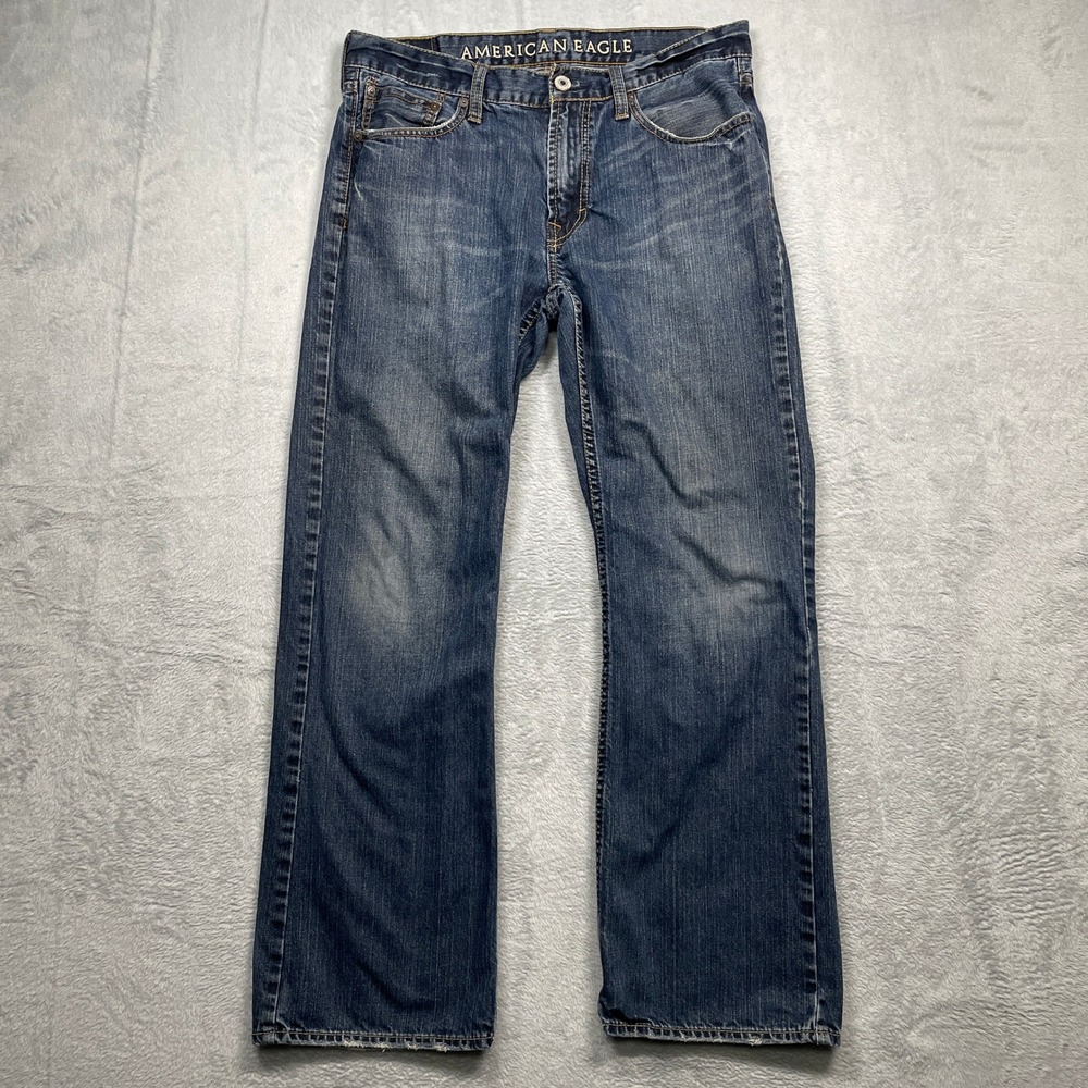 American Eagle Low Rise Bootcut Jeans Men 33x32 Blue Medium Wash 100% Cotton